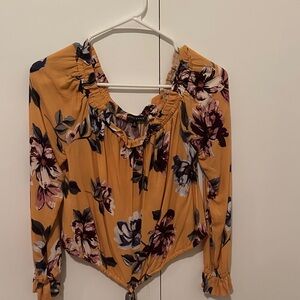 Floral Women's Top - Mustard